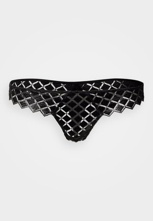 LAMINE EMBROIDERY THONG - Chilot tanga - black