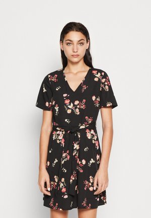 Pieces PCLILIANA V NECK SHORT DRESS - Rochie de zi - black/multi-coloured