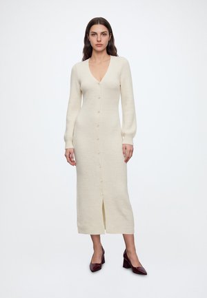 YAS, YASDOLLY LONG V NECK  - Robe pull - oatmeal