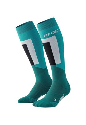 KNEE HIGH SKIING THERMO KOMPRESSION - MADE IN GERMANY - Kniekousen - turquoise green