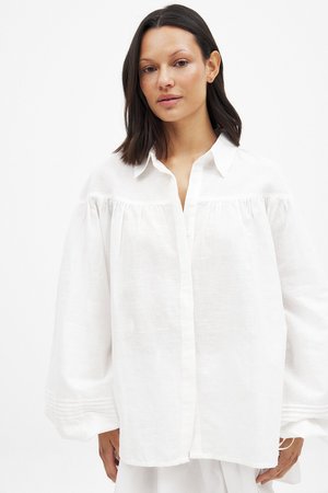 BLEND PLEATED SLEEVE DETAIL - Overhemdblouse - white