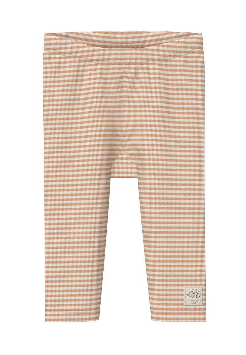 Beige en crèmekleurige gestreepte leggings gemaakt van een rekbare katoenmix, voorzien van een elastische tailleband en een klein logo-label aan de zoom.
