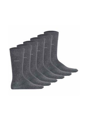 Graue Baumwollsocken im Sechserpack, mittellang, mit geripptem Bündchen und glatter Textur, geeignet für die Freizeit.