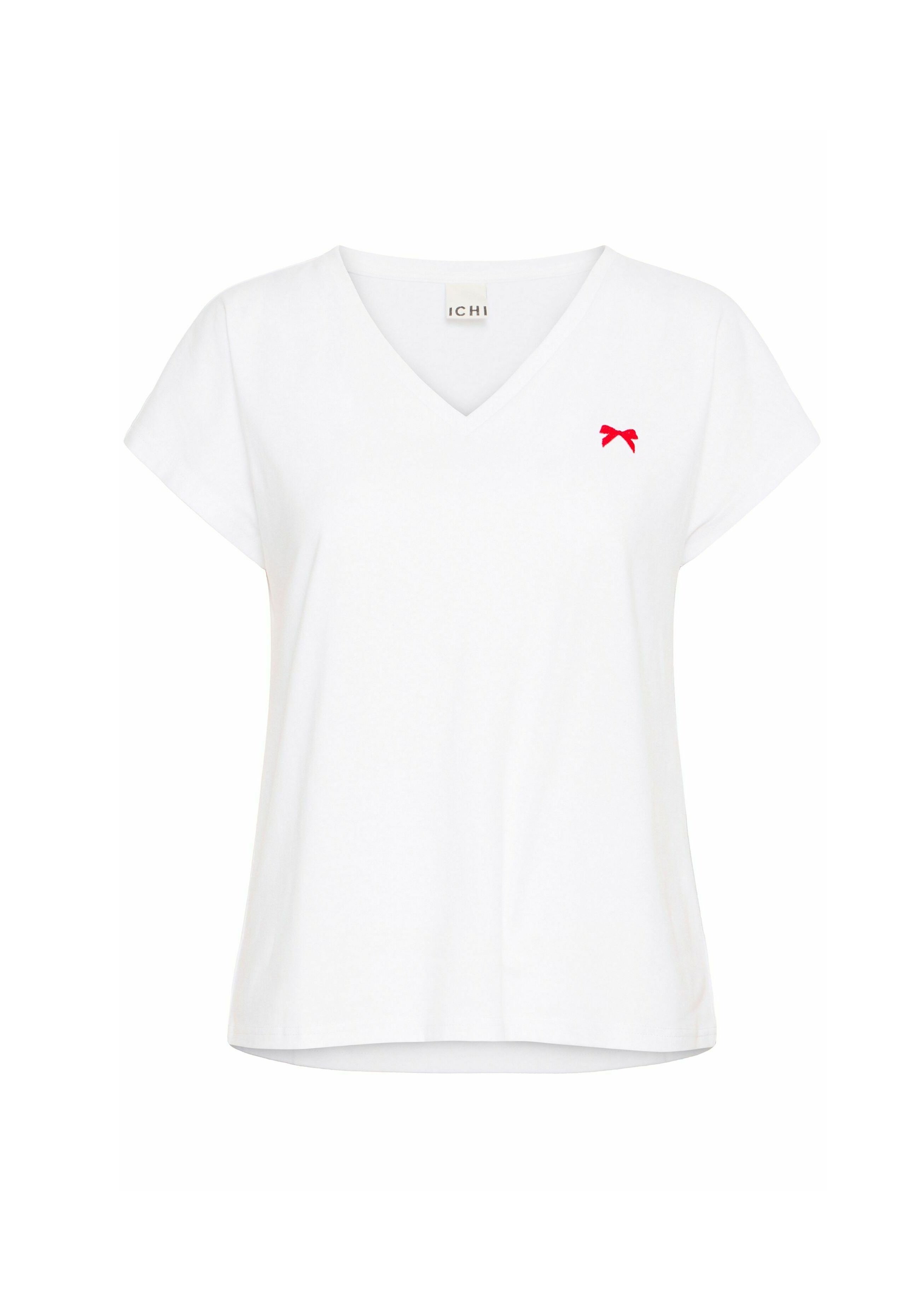 売れ筋商品|||イチ Tシャツ レディース トップス IXKATHRIN SS2 - Basic T-shirt - cloud dancer w racing red ICHI IXKATHRIN SS2 - Basic T-shirt - cloud dancer w racing