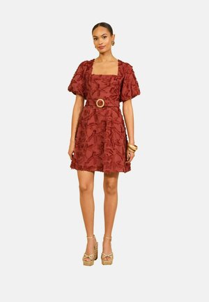 Love & Roses, REGULAR FIT - TUFTED PALM MINI DRESS - Denné šaty - rust brown