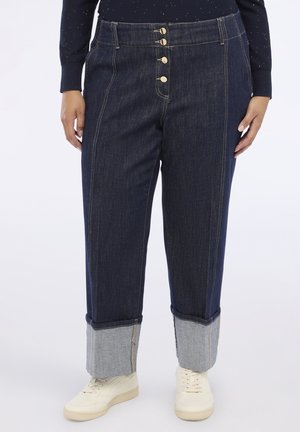 CROPPED CON RISVOLTO - Jean boyfriend - blu