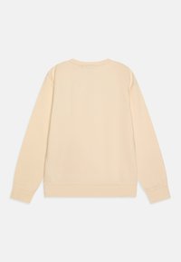 Krämfärgad långärmad sweatshirt med klassisk rund halsringning, ribbade ärmslut och nederkant, som har en mjuk och slät textur samt ett minimalistiskt design.