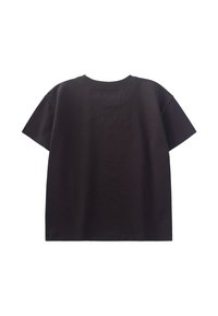 Black cotton t-shirt with short sleeves, a crew neck, and a relaxed fit. The material appears smooth with minimal visible seams.