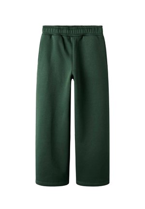 Grüne, weit geschnittene Sweatpants aus weichem Material. Mit einem elastischen Bund und ohne sichtbare Taschen, entworfen für Komfort und einfache Trageweise.