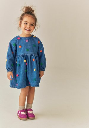 Next, LONG SLEEVE BOUCLE SPOT DRESS - Denimkjoler - blue denim