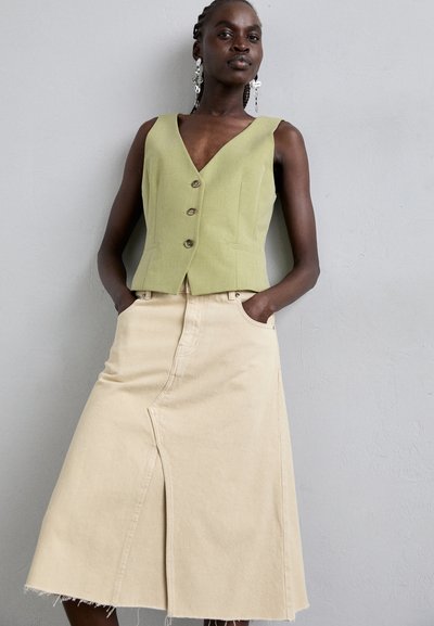 Tory Burch DECONSTRUCTED MIDI SKIRT - Jupe trapèze - khaki