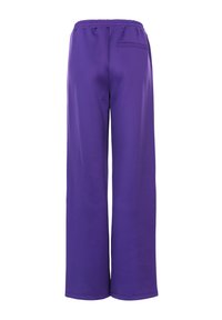 Paarse, wijde broekspijpen met een relaxte pasvorm, een elastische tailleband en een enkele achterzak. Gemaakt van soepele, lichte stof.