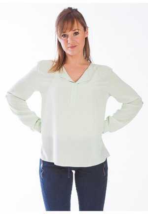 LANGARM MIT AUFSPRINGENDEM AUSSCHNITT - Blouse - light green/off white
