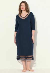 Ulla Popken V-NECK 3/4 SLEEVE WITH TRIM - Camicia da notte - night blue