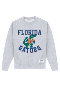 Šedá mikina s nápisem "FLORIDA GATORS" a grafikou aligátora v zelené a oranžové barvě. Ripovaná manžeta a lem; materiál z bavlněného směsového vlákna.