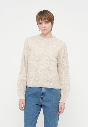 OBJFLORA - Pullover - white sand detail:melange