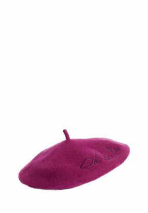 Adīta cepure - burgundy red embriodered