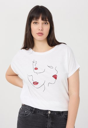 Terranova CON STAMPA VOLTI - T-shirt con stampa - bianco ottico