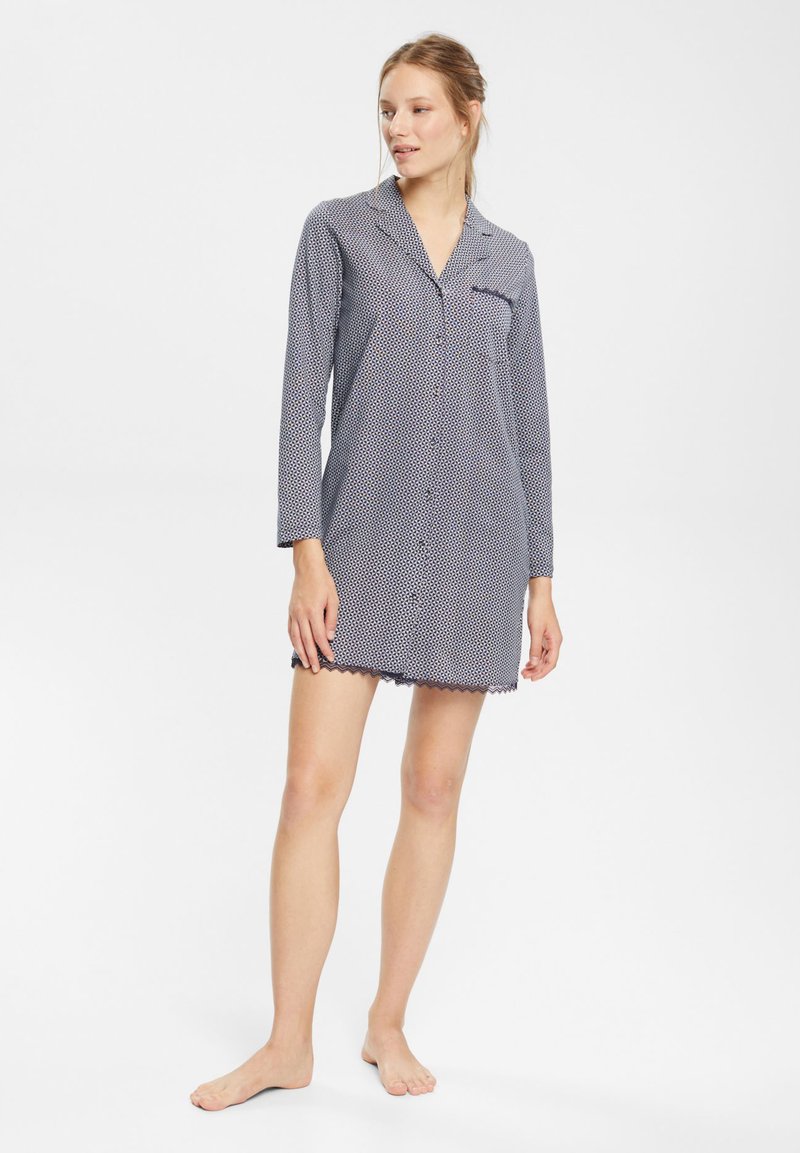 Esprit NIGHTSHIRT LONG SLEEVE Nachtjapon dark blue/donkerblauw