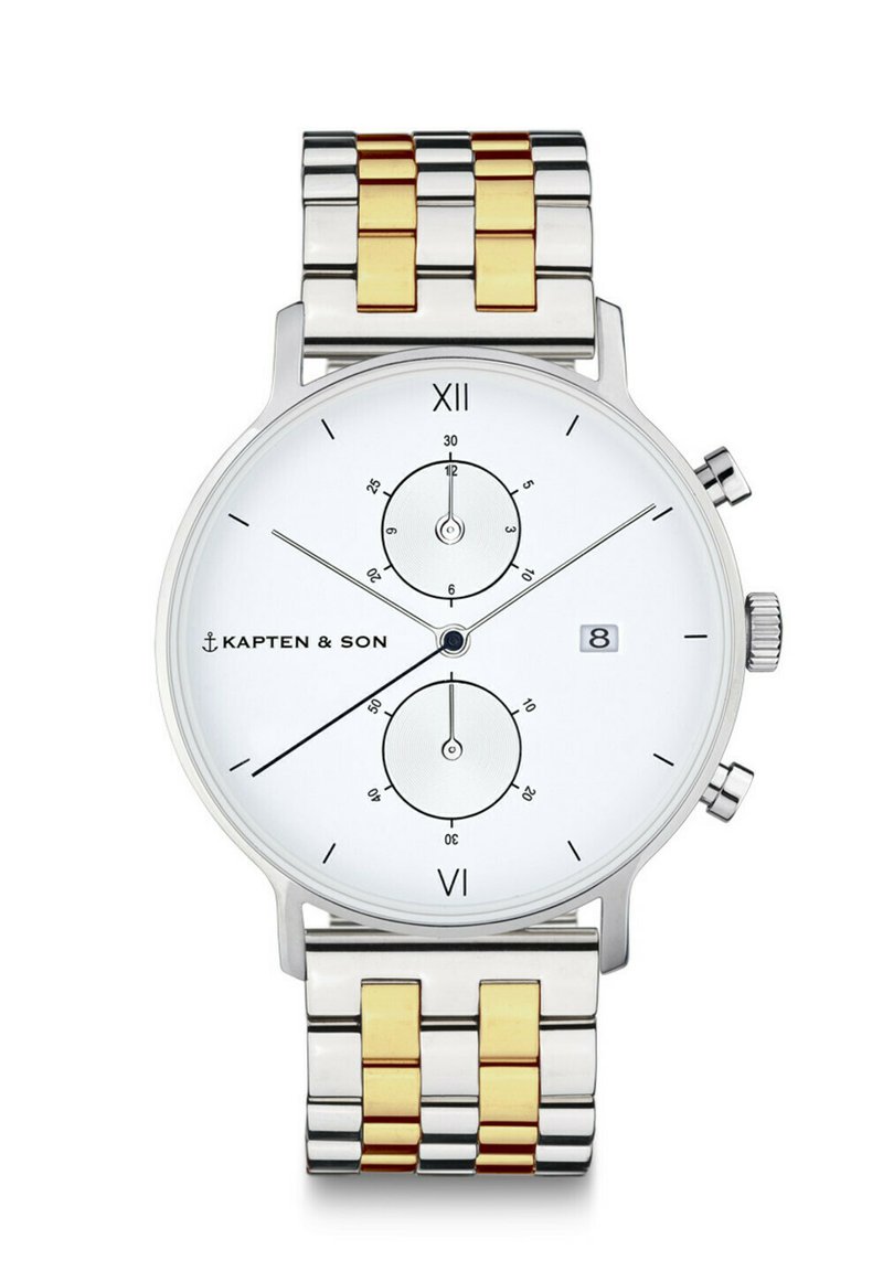 Kapten & Son CHRONO Chronograph watch silver gold coloured white