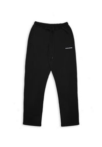 Schwarze Sweatpants mit elastischem Bund, Kordelzug, Seitentaschen und "PEGADOR"-Logo auf dem linken Oberschenkel.
