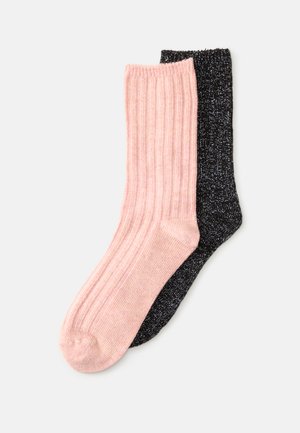 WOMEN COSY SOCKS 2 PACK - Zoknik - black/rose