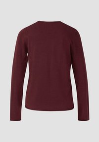 Bordeaux lang                            -sleeve top met een ronde halslijn, gladde textuur en eenvoudig ontwerp. Bevat lange mouwen en een rechte zoom.