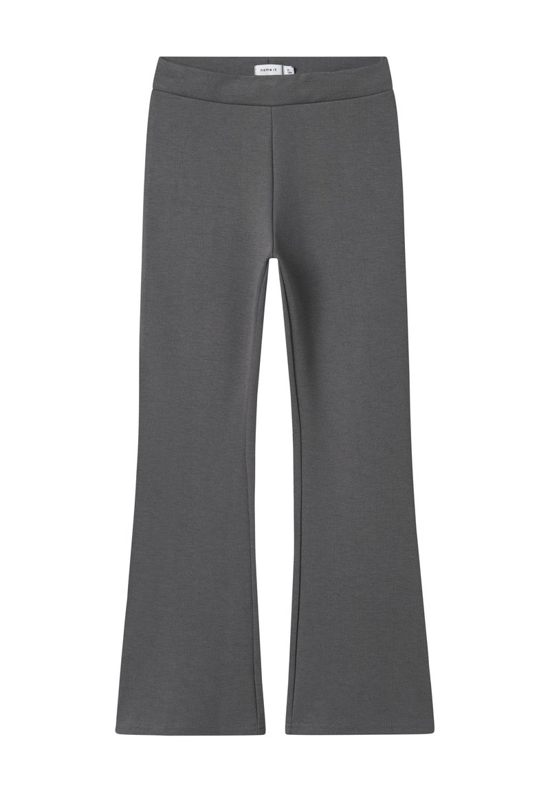 Leggings grigi flared realizzati in un morbido e elastico tessuto. Presentano una ampia fascia elastica in vita e un design senza cuciture per comfort e libertà di movimento.