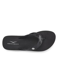 Black flip-flop with a textured strap featuring metallic accents and the brand name "VENICE BEACH" printed on the footbed.
