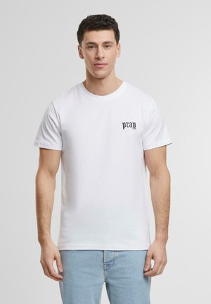 OLD ENGLISH WORDING EMB TEE - T-shirts med print - white