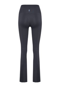 Svart utsvängda leggings i stretchigt material, med en hög midja som har en diskret blå logodetalj och platta sömmar för komfort.