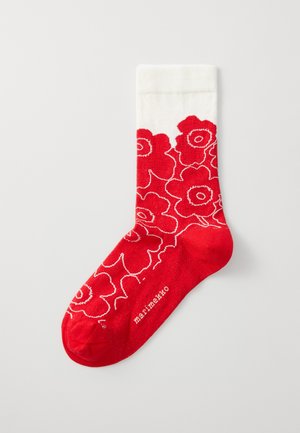 LINJAUS PIIRTO UNIKKO UNISEX - Socks - red, off white