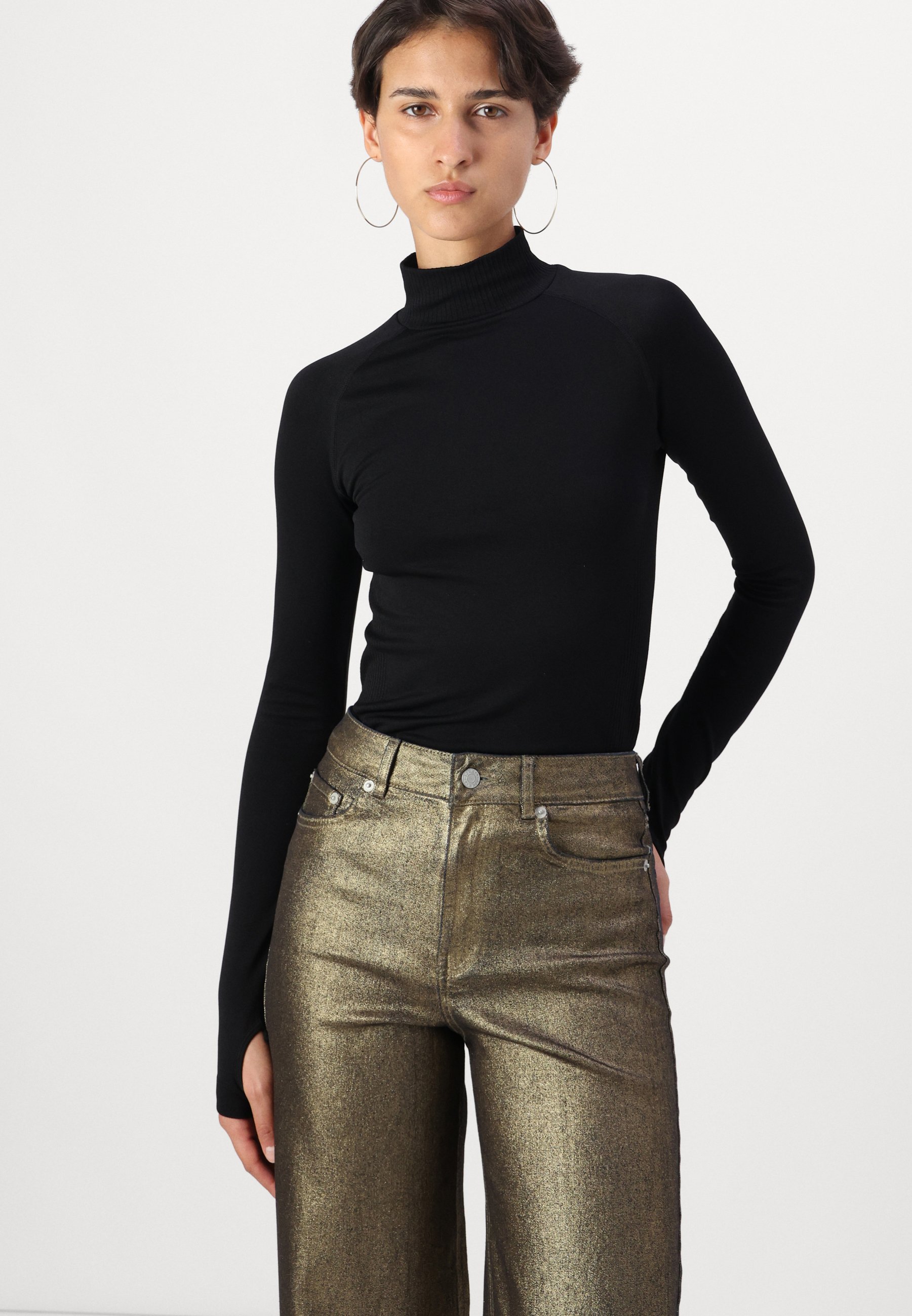 JJXX JXTOKYO MIKEA WIDE SHINY - Wide Leg - blue denim/gold/blue