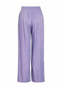 Lavender wijde broekspijpen van soepel materiaal met een elastische tailleband en zijzakken, met een losse, vloeiende ontwerp.