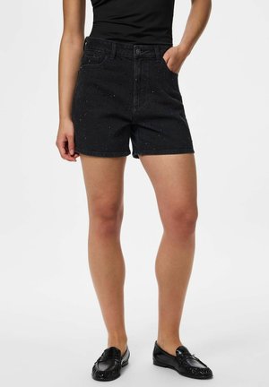 Pieces JEANSSHORTS PCGABI HW STRASSSTEIN - Denimshorts - black denim