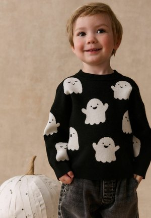 Next, REGULAR FIT - HALLOWEEN KNITTED CREW NECK JUMPER - Jumper - black white ghost