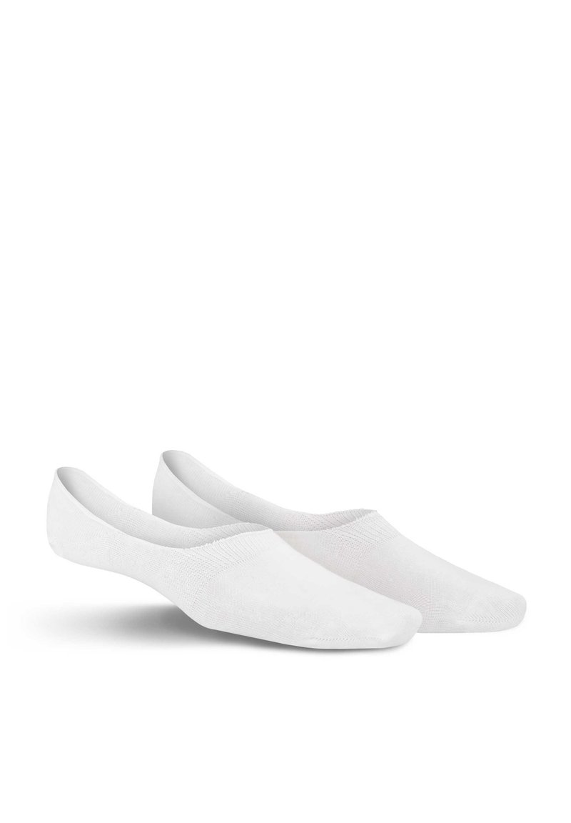 Weiße, knöchelhohe Socken aus weichem, atmungsaktivem Material. Mit nahtlosem Zehenbereich und geripptem Bündchen für Komfort und Passform.