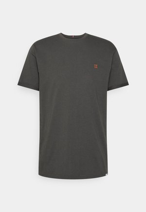 Dark gray cotton t-shirt with short sleeves, featuring a small orange "II" logo on the left chest. Classic crew neckline and relaxed fit.