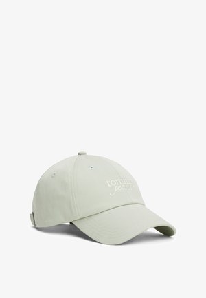 Jasnozielona czapka baseballowa z bawełny z zakrzywionym daszkiem, z wyhaftowanym logo "tommy jeans" z przodu oraz regulowanym paskiem z tyłu.