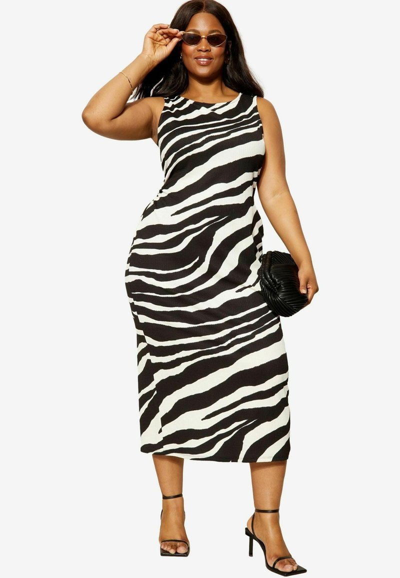 Curves Like These Vabalt langev kleit - black white