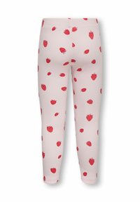 Λεγγινγκ φτιαγμένα από μαλακό βαμβάκι, ανοιχτό ροζ με επαναλαμβανόμενο κόκκινο σχέδιο φράουλας, διαθέτουν άνετη εφαρμογή και ελαστική μέση.