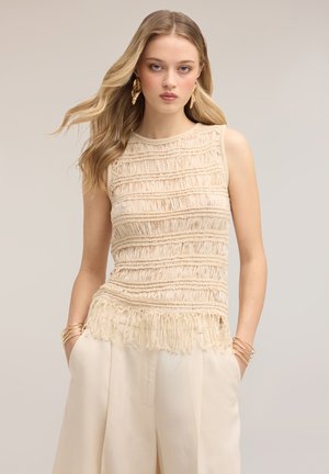 Motivi, TOP MACRAMÉ CON FRANGE - Blouse - beige