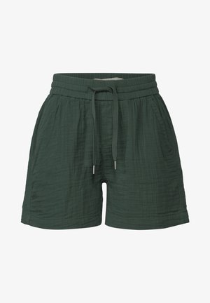 Grønne, teksturerede stofshorts med elastisk talje, justerbar snor og sidelommer. Afslappet pasform, midt-lår længde.