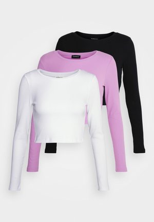 3 PACK - Topper langermet - black/white/ lilac