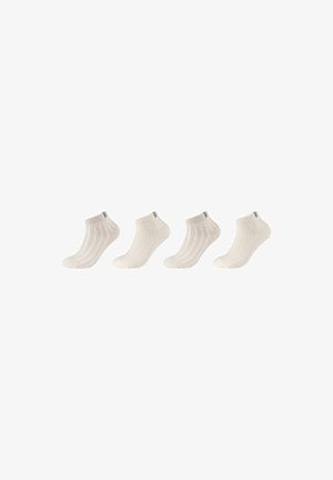 Ankelstrømper i lys beige med ribbet tekstur, lavt snit og et lille logo på hælen. Sæt med fire par.