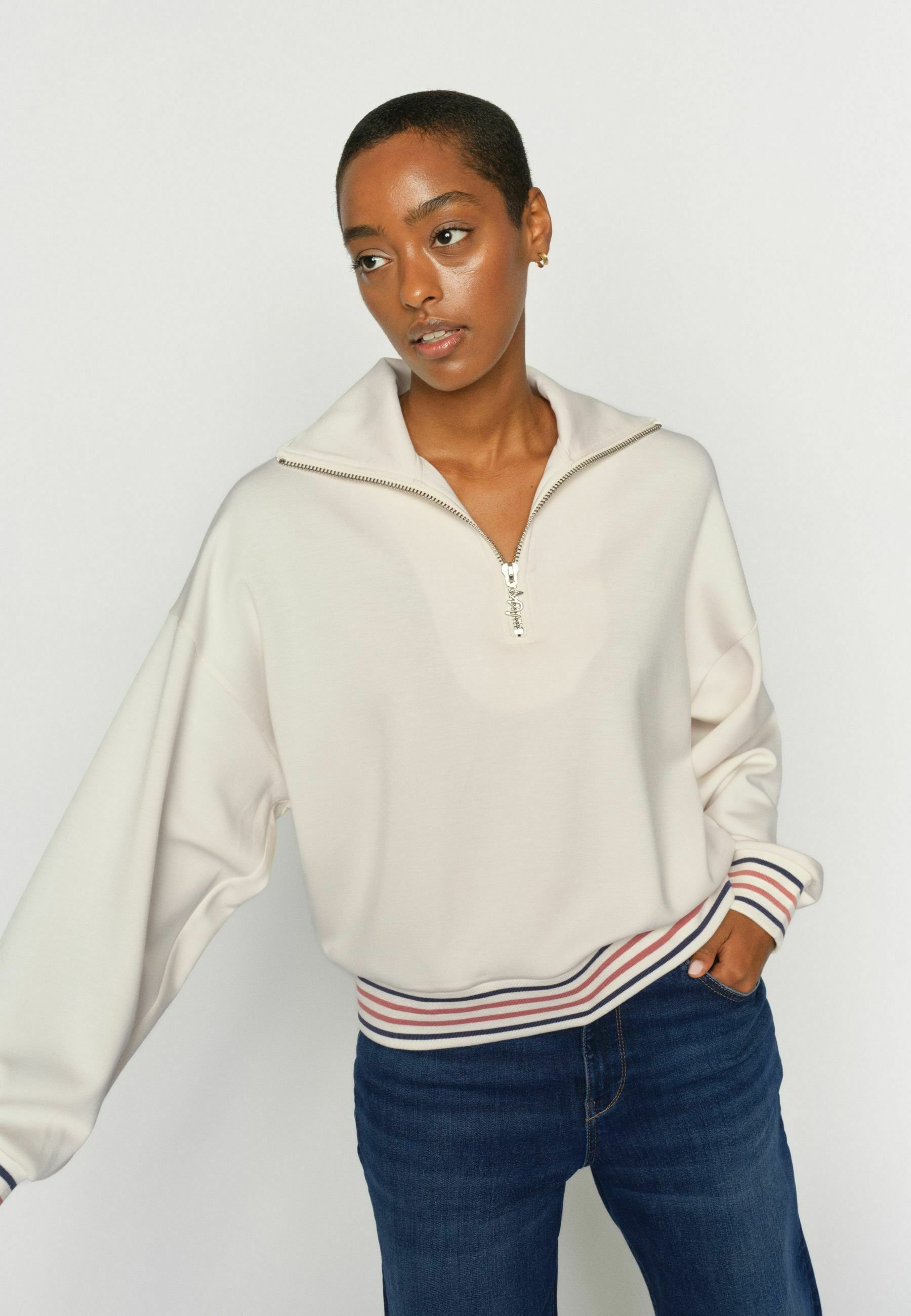 Mos Mosh GEORGIA ZIP - Sweater - ecru/beige - Zalando.nl