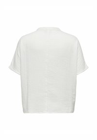 Hvid, løstsiddende bluse med korte ærmer, lavet af struktureret stof. Simpelt design, ingen synlige mønstre eller udsmykninger.