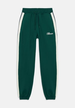 Groene sweatpants met een elastische tailleband, trekkoord, witte zijkanten en het 'Ellesse' logo geborduurd aan de voorkant. Elastische boorden bij de enkels.