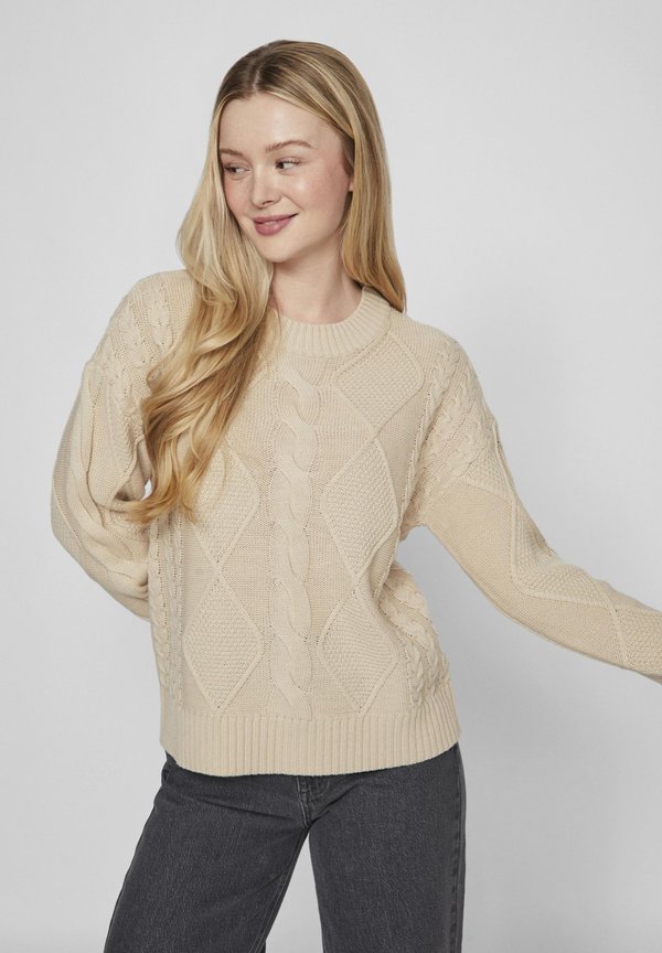 VILOU O-NECK CABLE - NOOS - Strickpullover - feather gray