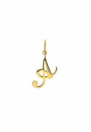 Gouden hanger in een cursieve letter "A" ontwerp met een kleine lus om aan een ketting of armband te bevestigen.